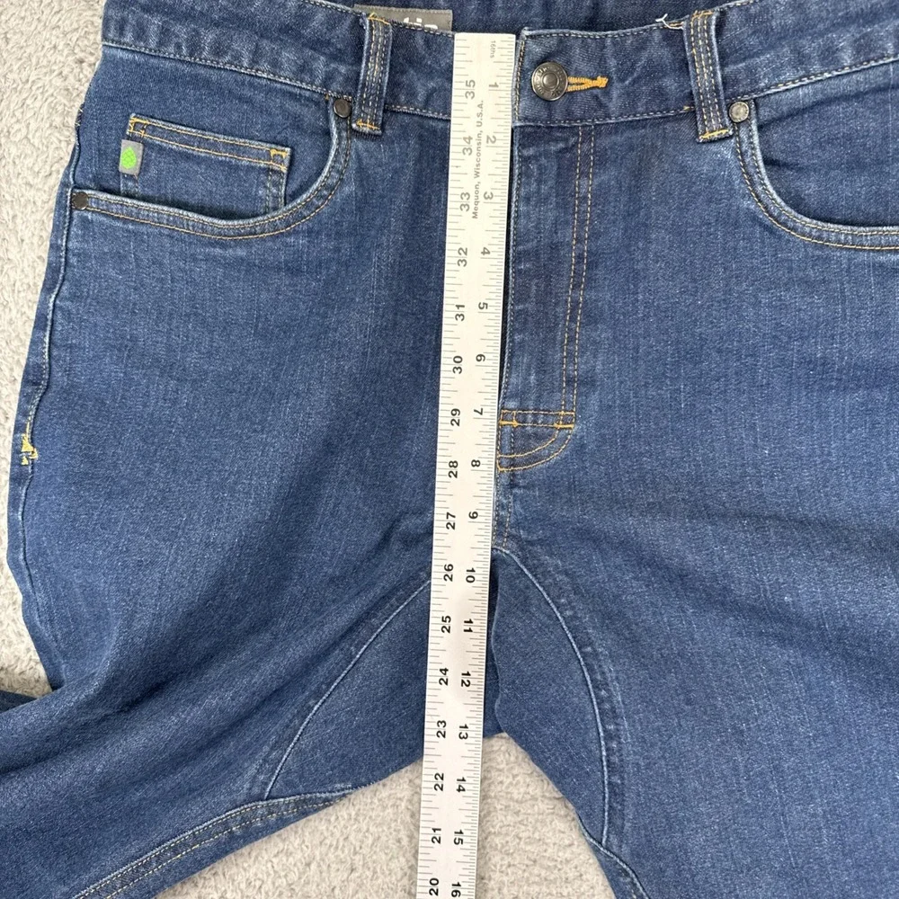 Stio Jeans Men 33 S (fit 34x30) Blue Rivet Straight Fit Dark Wash Organic Cotton